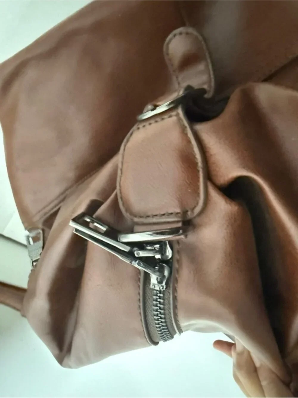 Zara Man Brown Faux Leather Weekender Duffel Bag Travel Overnight Carry-On
